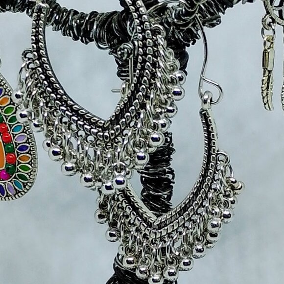 SALE! 3 PAIRS! BOHO EARRINGS Silver-Tone BLUE BUNNY'S BOHO BAUBLES - Picture 5 of 11